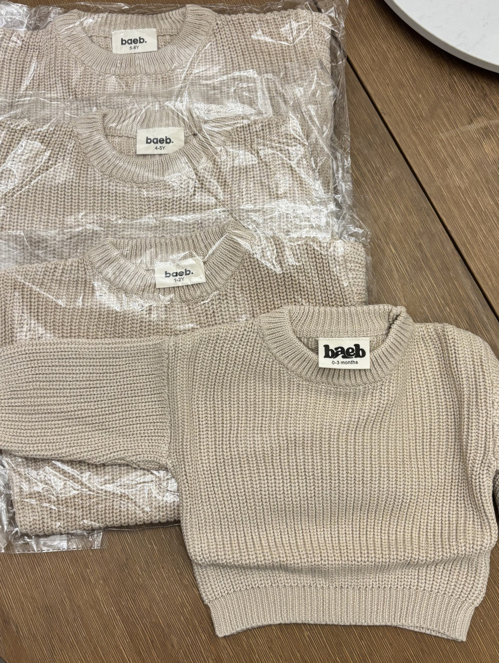 100% Cotton Knit Sweater - Tan